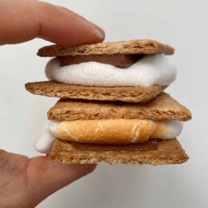 A hand holding two S'mores.