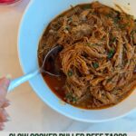 A bowl of Slow Cooker Pulled Beef taco meat.