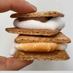 A hand holding two s'mores with the Healthy Mom Healthy Family logo.