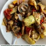 A bowl of roasted Mediterranean vegetables.