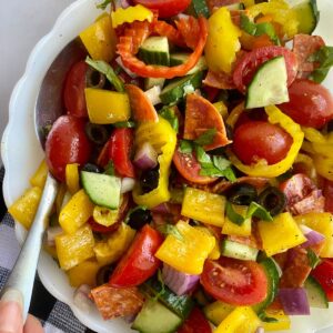 A bowl with mixed Chopped Italian Salad.