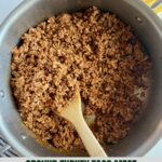 A skillet of cooked Ground Turkey Taco Meat.