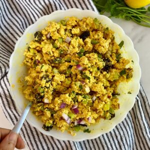 A bowl of Curried Tofu Salad.