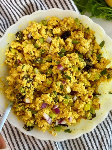 A bowl of Curried Tofu Salad.