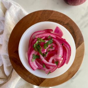 A bowl of Mexican Pickled Onions.