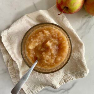 A bowl of Homemade Applesauce (No Sugar Added.)