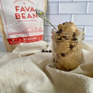 A jar filled with Edible Protein Cookie Dough.